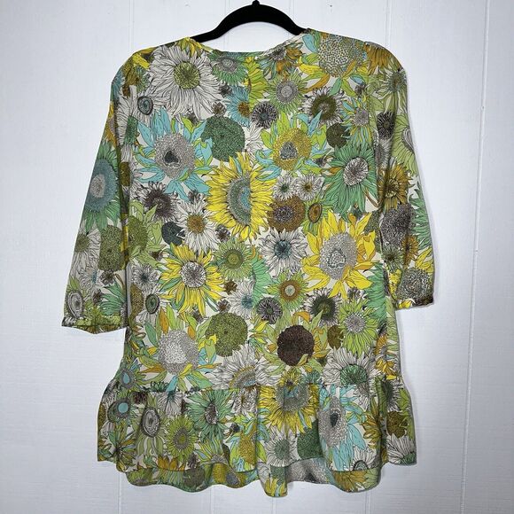 Liberty Of London Target Women’s Floral Boho Blouse Top Green Yellow Size S - Picture 2 of 5